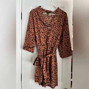 Forever 21 Brown and Black Cheetah Print Long Sleeve Romper